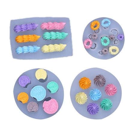 

DIY Silicone Donuts DIY Cream Bars Biscuit Candy Cake Fondant Mold Kitchen Tool Pink Silicone
