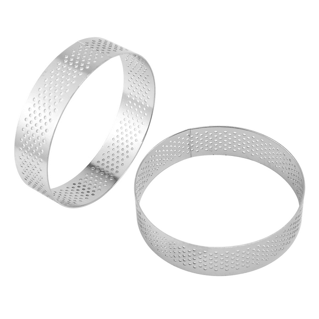 18 Pack Stainless Steel Tart Rings, Heat-Resistant Perforated Cake Mousse Ring,Cake Ring Mold,Round Cake