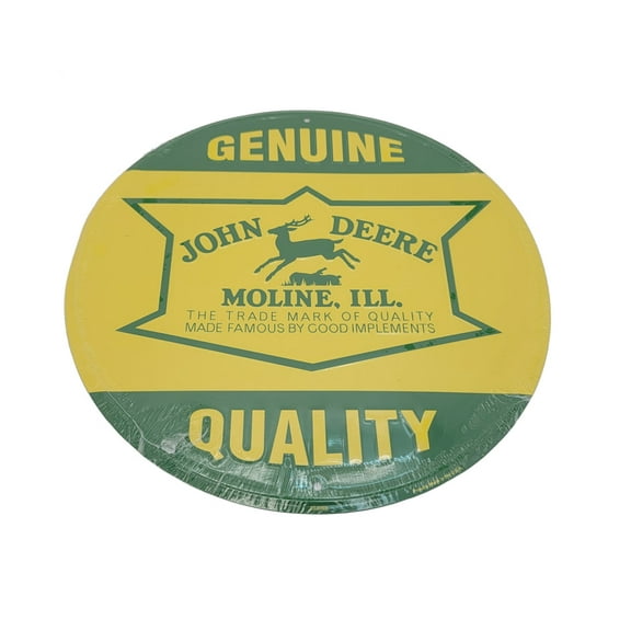 John Deere Round Genuine Quality Sign, 12", Yellow