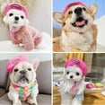 thumbnail image 5 of Harikaji Dog Beret Hat, Dog Cap with Adjustable Elastic Strap, Dog Costume Hair Accessory Photo Props, Pet Hat for Cat Small Medium Dog (Head Girth<14.5") Rose Red, 5 of 7