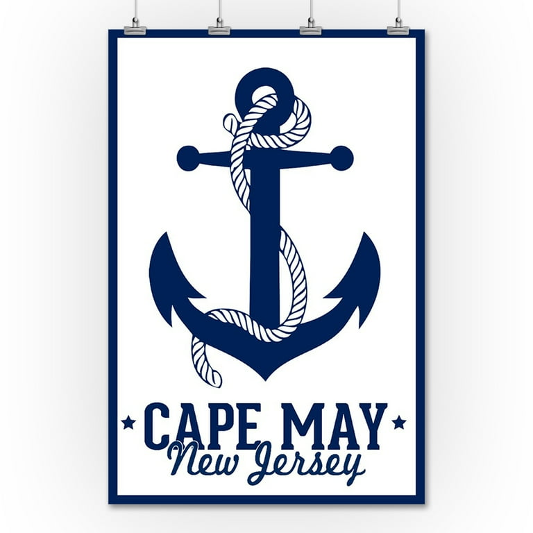 Cape May, New Jersey - Navy Anchor Design - Lantern Press Artwork (36x54  Giclee Gallery Print, Wall Decor Travel Poster) - Walmart.com