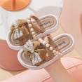 thumbnail image 2 of SERTG Kids Summer Fashion Bow and Pearl Vintage Sandals Wedge Heel Beach Shoes for Casual Wear and Outdoor Activities Stylish Footwear for Girls(Khaki#1,5.5-7.5 Years), 2 of 3