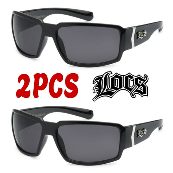 Locs 2 Pack Deal Hardcore Fashion HipHop Black Lowrider Designer Shades Sunglasses 91084