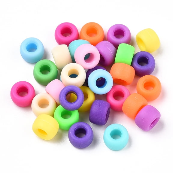 DanLingJewelry About 1900Pcs Large Hole Barrel Tube Pony Beads Random Color Mixed Plastic Craft Beads for Jewelry Making DIY Supplies