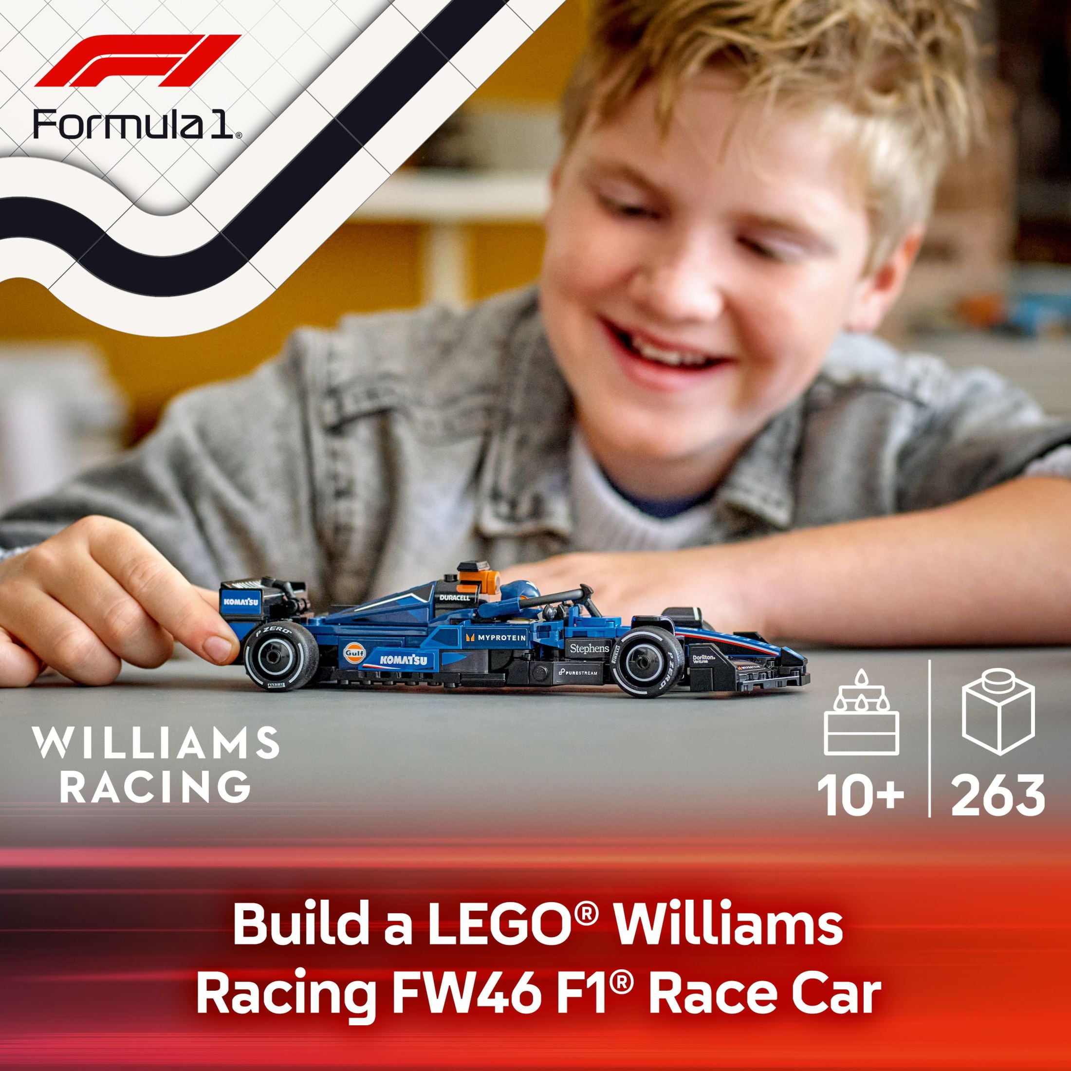LEGO Speed Champions Williams Racing FW46 F1 Race Car Toys - Building Set For Kids, Boys & Girls, Ages 10+ - Toy Cars for F1 Fans - Gift Ideas for Birthdays - 77249