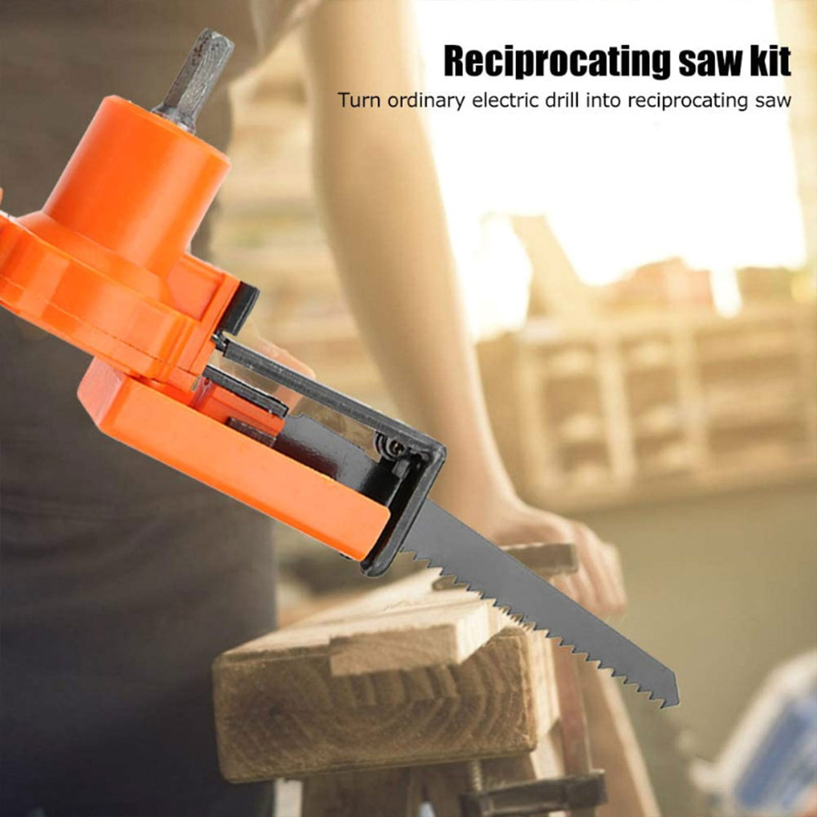 Reciprocating Saw Blade Adapter Kit for Electric Drill – Converts Standard Drill into Reciprocating Saw Tool, Includes Woodworking & Hacksaw Blades, 17 cm