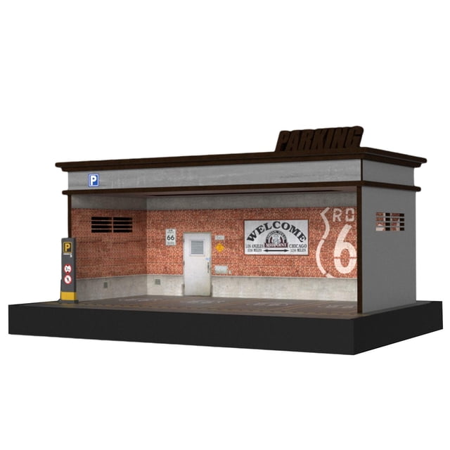 Esquirla Acrylic Garage Show Case 1:64 Scale Tabletop Red Brick Single Layer