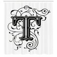 thumbnail image 3 of Ambesonne Letter T Shower Curtain, Symmetrical Monochrome, 69"Wx84"L, Black Grey White, 3 of 3