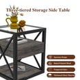 thumbnail image 5 of 1 piece Modern End Table with Drawer - Nightstand for Bedroom & Living Room, Rustic Wood Grain MDF& Tempered Glass Top, Industrial Style Side Table, 5 of 5
