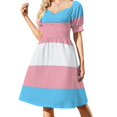 thumbnail image 1 of Vestido de manga corta con bandera transgénero, ropa de mujer, vestidos de playa, vestidos de verano., 1 of 7