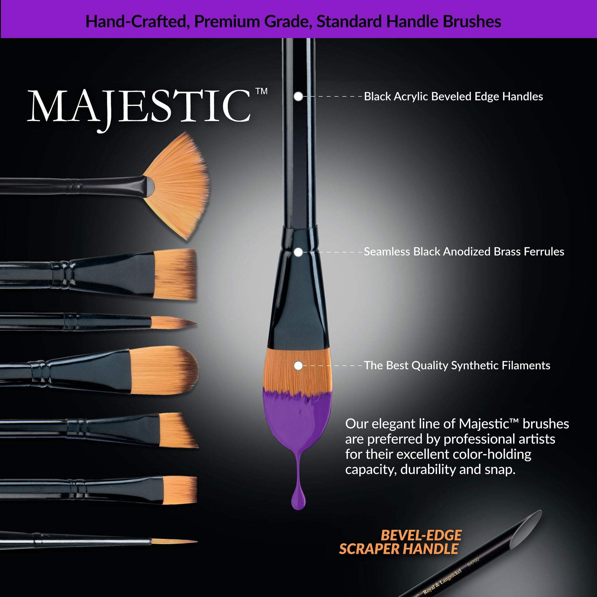 Royal & Langnickel Majestic™ Standard Handle 7pc Filbert & Oval Wash Brush Set