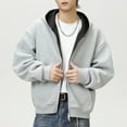 thumbnail image 6 of KHONTS Zip up Reversible Hoodies for Men Long Sleeve Casual Fall Winter Comfort Fashion Unisex Jacket Coat Light Gray XL, 6 of 7