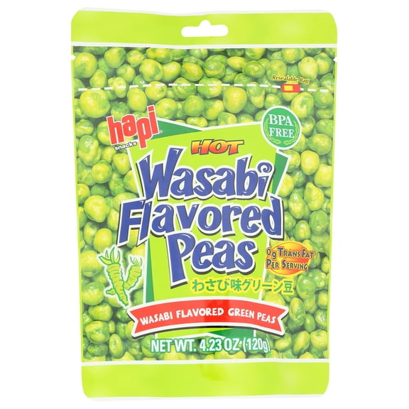 Hapi Snacks Hot Wasabi Flavored Green Peas, 4.23 oz Pouch