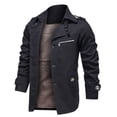 thumbnail image 5 of Fgnfyis Mens Jackets Casual Lapel Mid Length Pure Jacket Coats for Men Black XXXL, 5 of 6