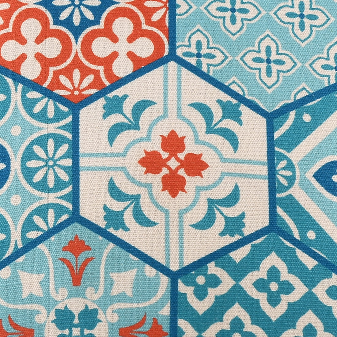 Harlow Hill 20" x 20" Teal/Orange Patchwork Performance Adult Decorative Throw Pillow Cover