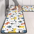 thumbnail image 2 of Kitchen Rugs Sets Of 2,White Cartoon Dinosaurs Knights Pattern Anti Fatigue Kitchen Mat Rugs Non Slip Washable,Decorative Kitchen Floor Mats for Kitchen,Sink,Laundry,17"x47"+17"x47", 2 of 5