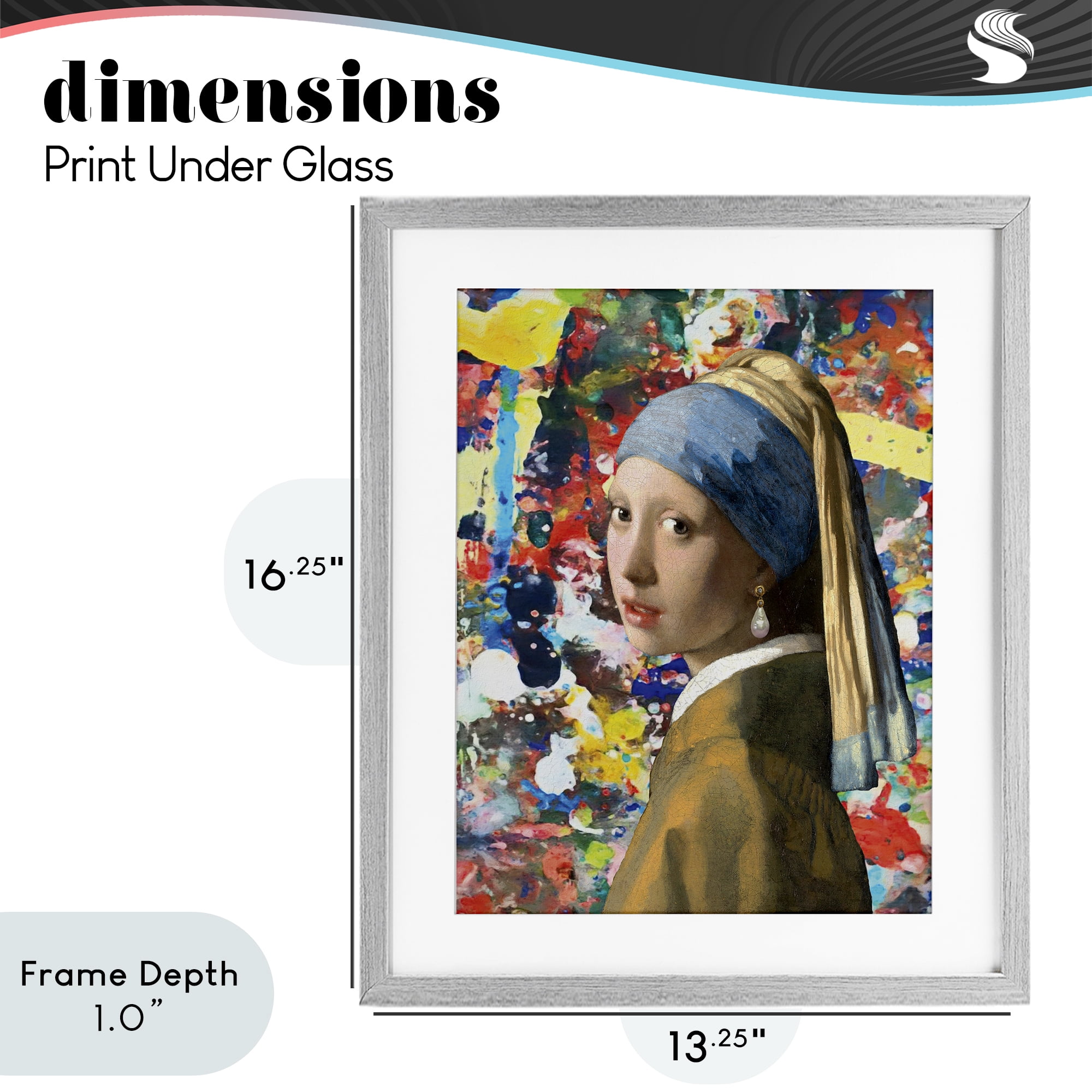 Stupell Industries Modern Splatter Iconic Pearl Earring Gray Framed Print Under Glass, design by Grotto Studios