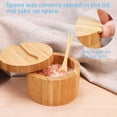 thumbnail image 3 of Bamboo Salt Wine Bottle with Mini Spoon, Kitchen Salt Box with Rotating Magnetic Lid, Round Salt Container for Pepper, Spices, Bath Salt, Sea Salt 9 x 5.6cm, 3 of 5