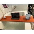 thumbnail image 1 of Stumps Custom Wood Handcrafted Padauk Wood Bath Tray for Ultimate Relaxation and Self-Care 29-30 Inches Length x 6-9 Inches Width Candle Slot, 1 of 5