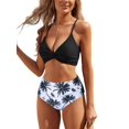 thumbnail image 1 of Bikini ZAFUL Twist de cintura alta para mujer Black Tree L, 1 of 1
