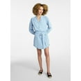thumbnail image 4 of Time and Tru Women's Belted Denim Mini Shirtdress with Long Sleeves, Sizes XS-XXXL, 4 of 6