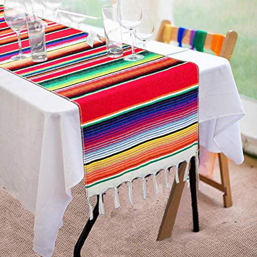 BESTSELLER colorful white Mexican Fabric Table Runner 