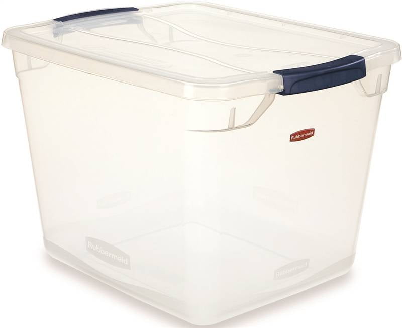 Rubbermaid 7.5 Gallon Latching Lid Plastic Storage Tote, Clear