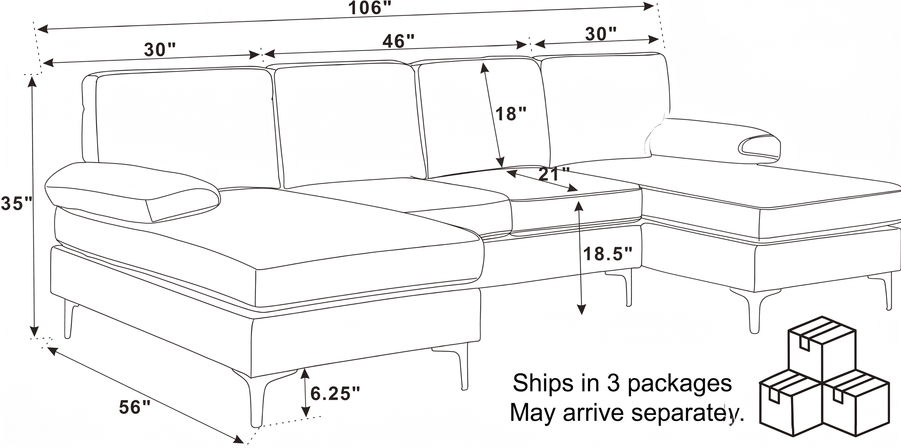 106" Cloud Sectional Sofa, U Shaped Sectional Couch with Double Chaise Lounge, Large 4 Seat Modular Sofa, Deep Seat Upholstered Fabric Couch with Pillow Top Arms, Modern Living Room Furniture, Khaki