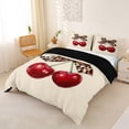 thumbnail image 3 of Erosebridal Cute Cherry Queen Duvet Cover Set for Girls, Leopard Print Bowknot Bedding, Black Reversible, 1 Duvet Cover and 2 Pillowcases (No Comforter), 3 of 5