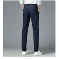 thumbnail image 4 of Tailored Navy Blue 4-Way Stretch Dress Casual Pant In Icy Cotton, 4 of 10