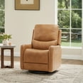 thumbnail image 4 of Dublin 30" Power Swivel Recliner Chair with Push Button Control, Smooth 360 Rotation, Comfortable Faux Leather Upholstery in Brown, 4 of 7