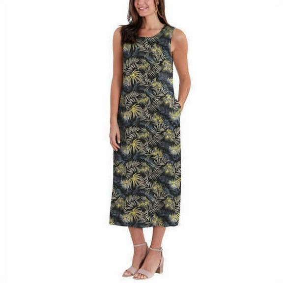 Briggs Ladies' Linen Dress (Black Floral, Medium)