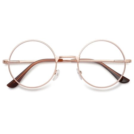 MAGIMODAC Retro Round Metal Reading Glasses Eyeglasses Eyewear Readers (1 Pcs Gold Reading Glasses, +2.0)