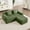 Green + 2 Seat Sofa + 1 Movable Ottomans, variant on Noble House 2-Seat L-Shape Cloud Sectional Sofa, Boneless Design, Throw Pillows & 1 Movable Ottoman, Corduroy Fabric,Pink