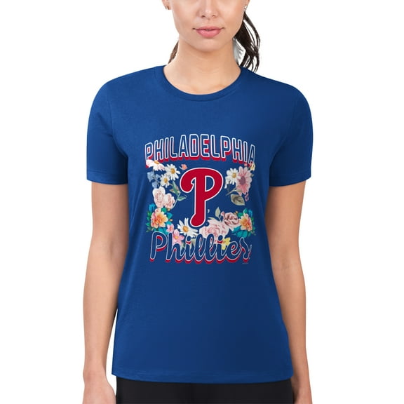 Women's G-III 4Her by Carl Banks Royal Philadelphia Phillies Super-Slim Fit Lightweight Flowers Graphic T-Shirt