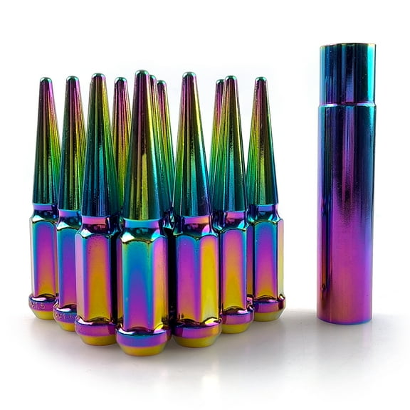 M14 x 1.5 Lug Nuts Spike Lug Nuts 4.4" Tall Acorn Lug Nut with 1 Socket Key Replacement for Silverado 1500 Sierra 1500 Tahoe Suburban Yukon for Ford F-150 F-250 F-350 Ranger(24PCS)