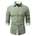thumbnail image 1 of Blusa y camisa de manga larga con cuello vuelto para hombre, color liso, con botones y cuello vuelto, manga larga, para negocios, poliéster., 1 of 6