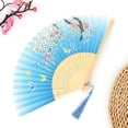 thumbnail image 2 of Vintage Chinese Style Hand Fans,Handheld Floral Folding Fans Antiquity Hand Fan with Tassel Hollowed Hand Bamboo Foldable Fan for Women Wedding Decoration Gifts, 2 of 6