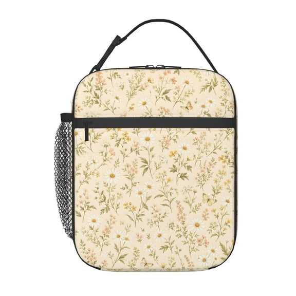 Daisy Wildflower Lunch Bag Reusable Thermal Lunch Box with Handle for Women and Men