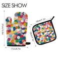 thumbnail image 2 of Yayeee Oven Mitts and Pot Holder Set of 4 Heat Resistant Kitchen Gloves Baking Hot Pad, Dark Colorful Circles, 2 of 5