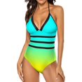 thumbnail image 2 of NICKSUN Maillot de Bain une Pièce pour Femmes Contrôle du Ventre Maillot de Bain Modeste Col en V, 2 of 9