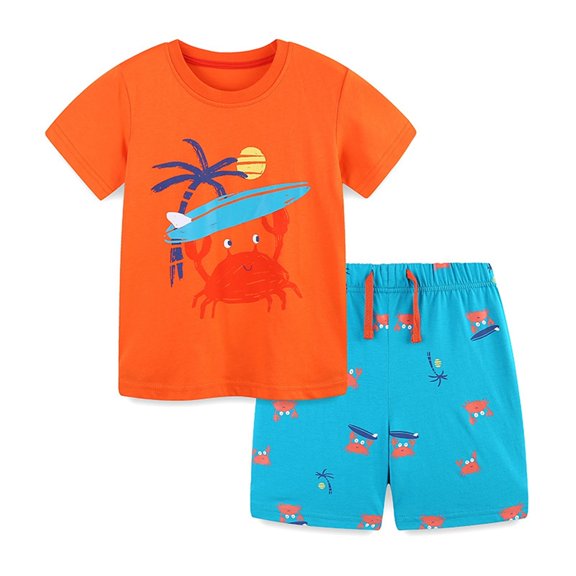 BOOMNY Boys 2 Peice Pajamas Sets Cartoon Graphic Short Sleeve Sleepwear Tops Shorts Pjs Set for Kids Cozy Loungewear Homewear