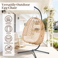 thumbnail image 5 of All-Weather Rattan Hanging Egg Chair with Stand & Cushions - Indoor/Outdoor Swing Chair for Patio Balcony Garden - Natural Wood, 5 of 8