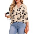 thumbnail image 4 of Fantaslook 3/4 Sleeve Plus Size Tops for Women Henley Neck Button Blouses Dressy Floral Tunic Work Shirts L-5XL, 4 of 9