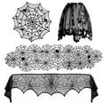thumbnail image 2 of Halloween Decorations Indoor Set ,Halloween Fireplace Mantel Scarf & Round Table Cover & Lace Table Runner & 60Pcs Scary 3D Bat for Halloween Party Decorsr,Spooky Home Decor, 2 of 8