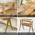 thumbnail image 3 of 2-Tier Narrow Side Table, Walnut Wood Grain, Herringbone Legs, for Small Spaces/Living Room/Bedroom, 3 of 6