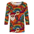 thumbnail image 4 of VKOYWKM Womens Merry Christmas T-Shirts 3/4 Sleeve Tops Funny Christmas Santa Graphic Tees Loose Crew Neck Holiday Xmas T-Shirts, 4 of 5