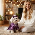 thumbnail image 4 of Nallwabiu Dog Silk Pajamas 2PCS Set, Satin Pet Sleepwear with Bow Headband, Cute Puppy Cat Costume Outfit for Photoshoot & Daily Wear,Purple, 4 of 6