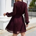 thumbnail image 5 of FAIWAD Robes en Mousseline pour Femmes Col Rond Manches Longues Taille à Lacets Robe Courte Décontractée Plissée Robe d'Été, 5 of 5