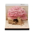 thumbnail image 1 of 3D Memo Pad with Lamp Bookshop, Paper Carving Art Note Pad Paper Card Craft, 1 of 8